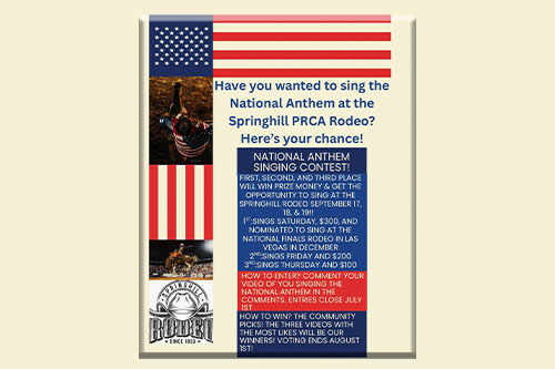 Springhill La Rodeo National Anthem contestants can win cash prizes; perform during ...
